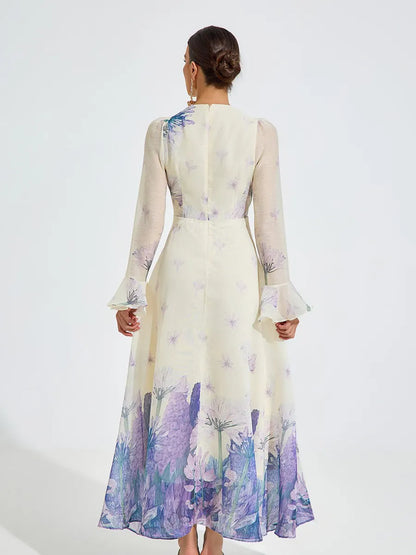 Halle Lilac Bloom Chiffon Maxi Dress