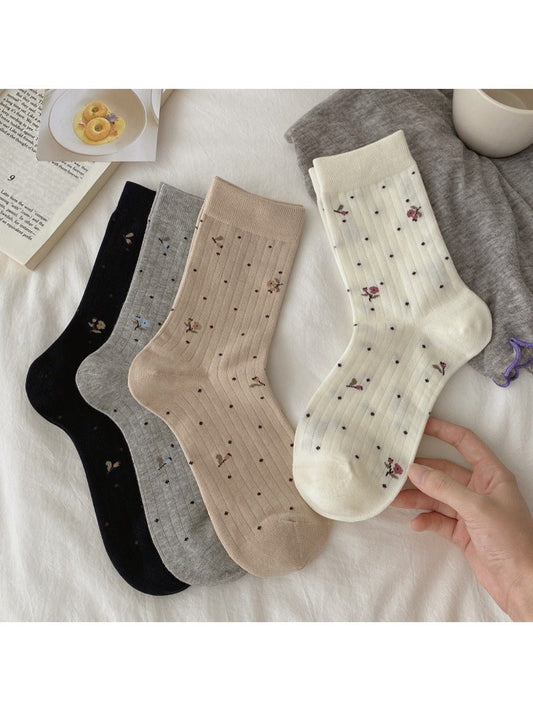 Rufia - Retro Floral Mid-calf Socks