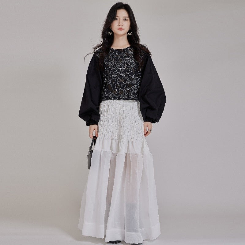 High-Waisted Pleated A-Line Dress