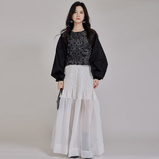 High-Waisted Pleated A-Line Dress