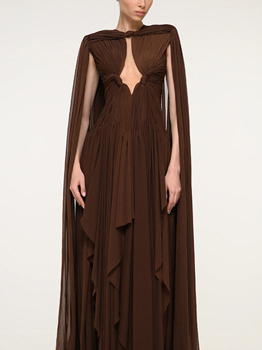 Colette Cut-out Maxi Dress with Cape-Style Drape