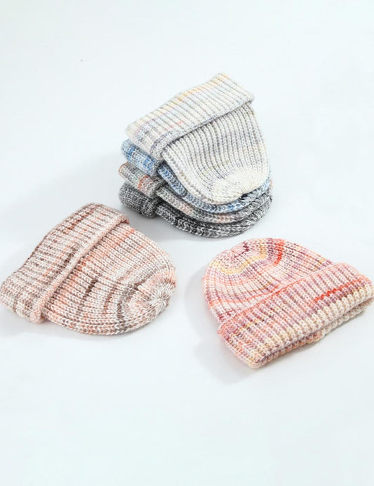 Striped Color Block Simple Warm Cuffed Beanie