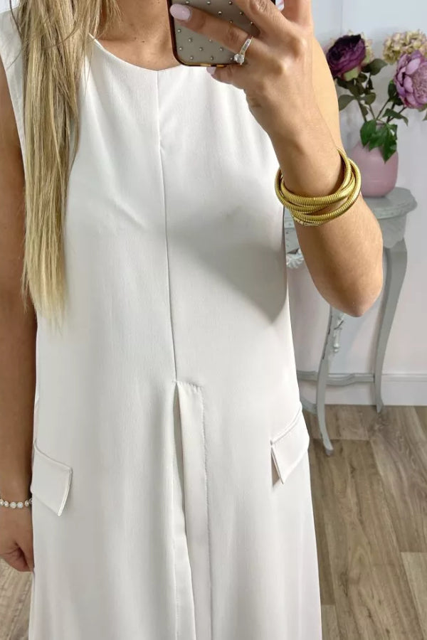 White Sleeveless Suit