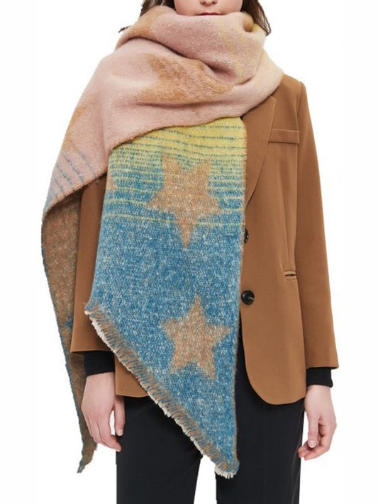 Fringed Keep Warm Plaid Shawl&Scarf