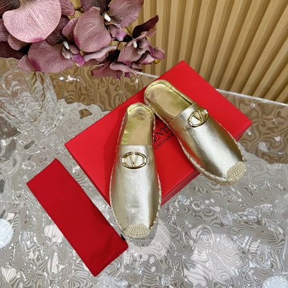 The Bold Edition VLogo Mules Gold Leather