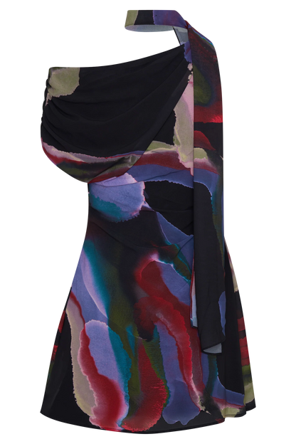 Daisie Chiffon Mini Dress - Multi Fluid Reverie Print
