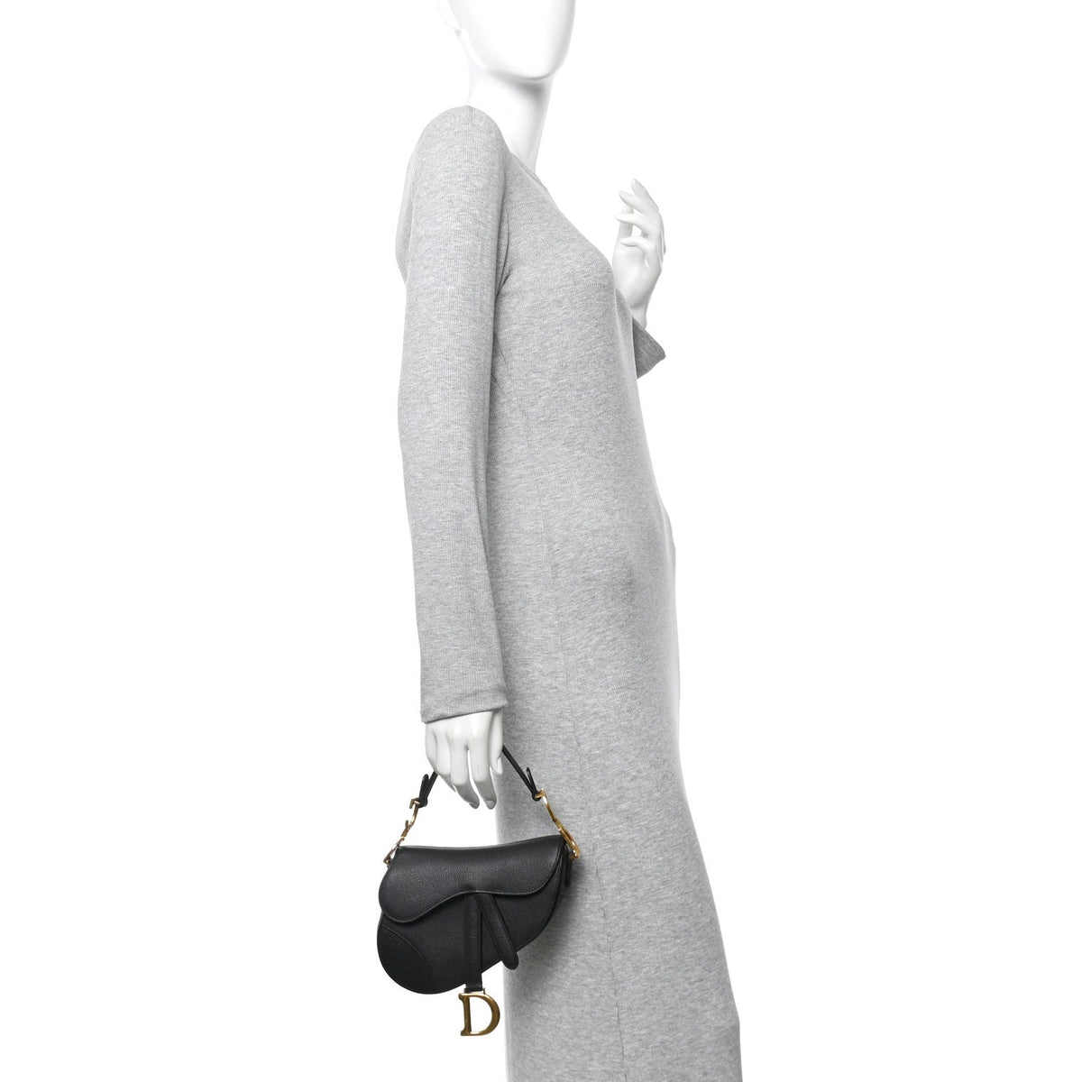 Grained Calfskin Mini Saddle Bag Black