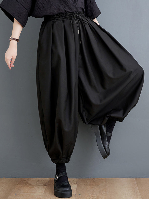 Bloomers Loose Drawstring Solid Color Casual Pants Bottoms