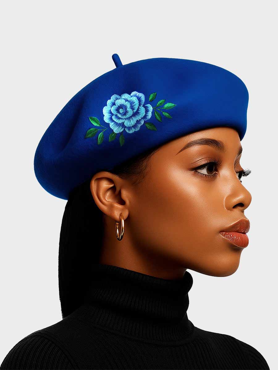 Melina Embroidered Wool Beret