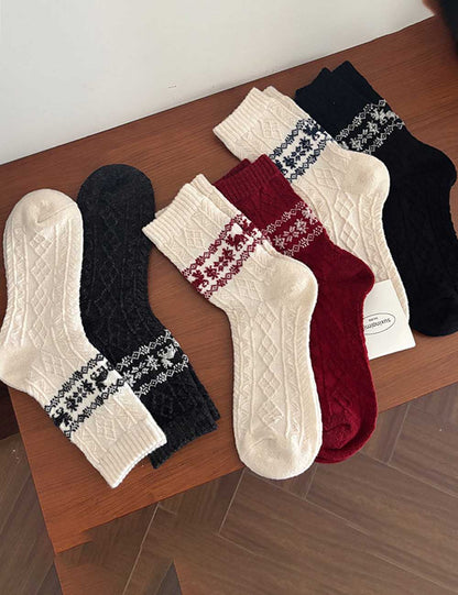 Christmas Reindeer Vintage Thermal Crew Socks