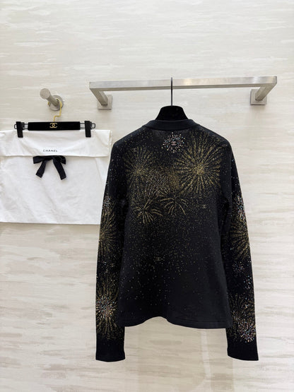 CC Fireworks Rhinestone Long-Sleeved Top Black 344731