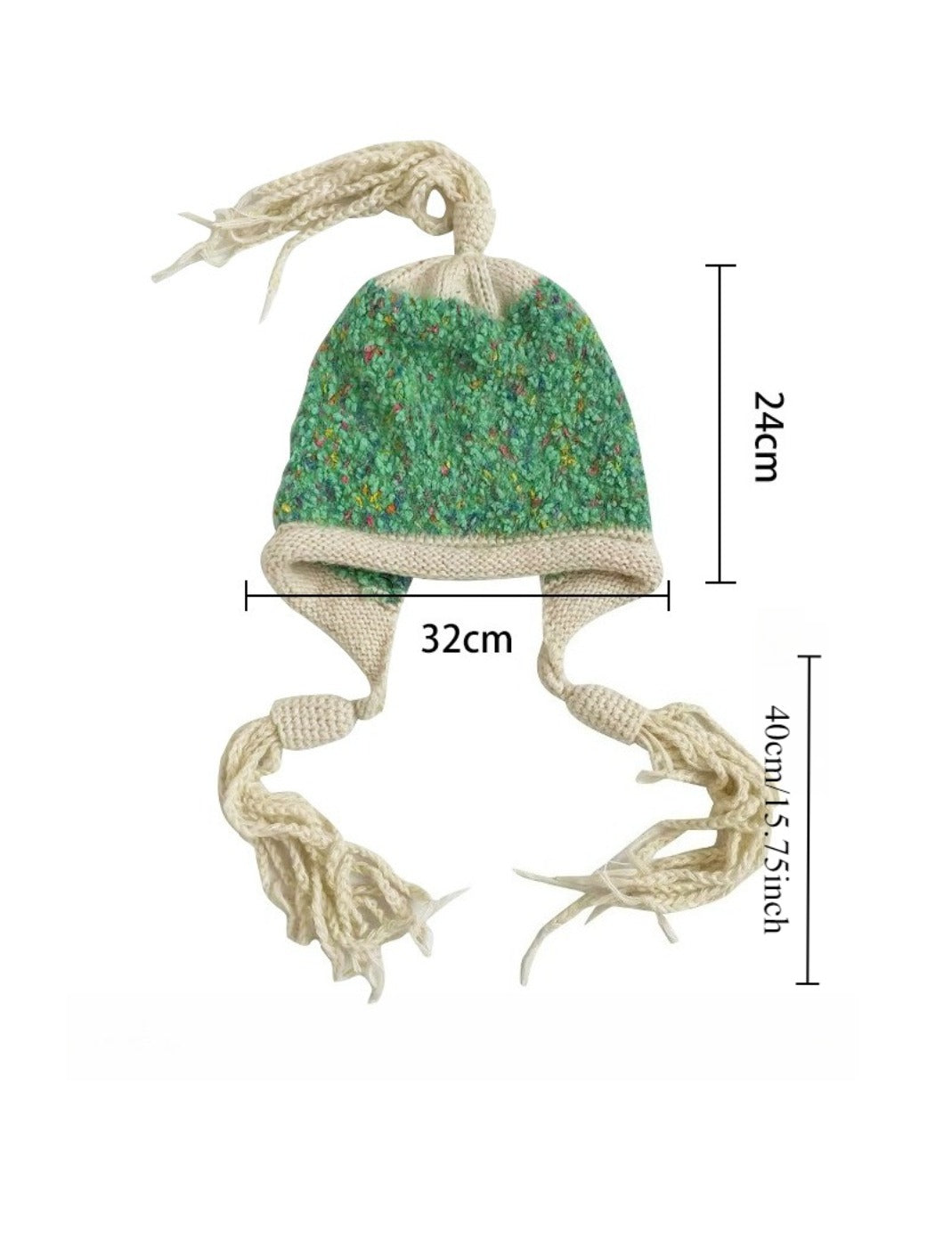 Haila - Winter Knitted Beanie with Tassels &amp; Colorful Speckled Patterns
