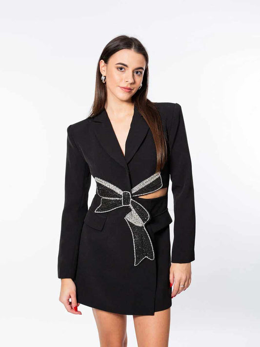 Elina Crystal Bow Mini Dress
