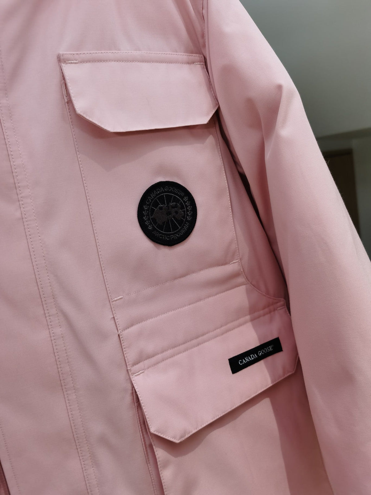Canada Goose Children Parka Jacket Sandy Pink Fox Fur Polyester Cotton