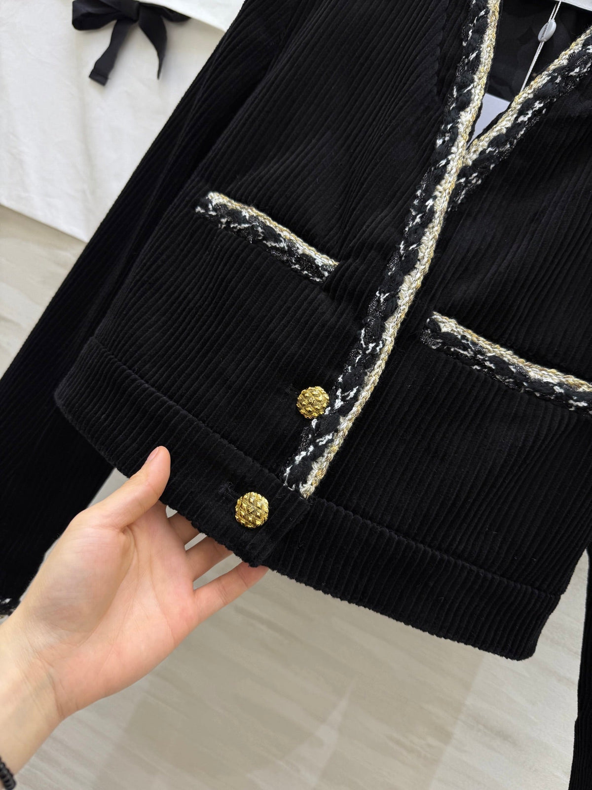 CC FW 25/26 Corduroy Jacket Black White Tweed 343352