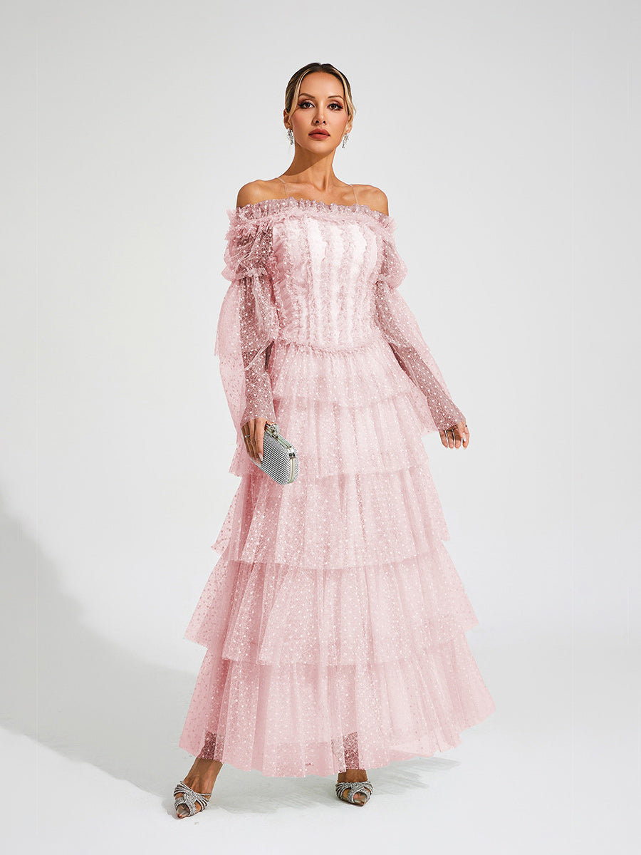Giuliana Mesh Tiered Maxi Dress