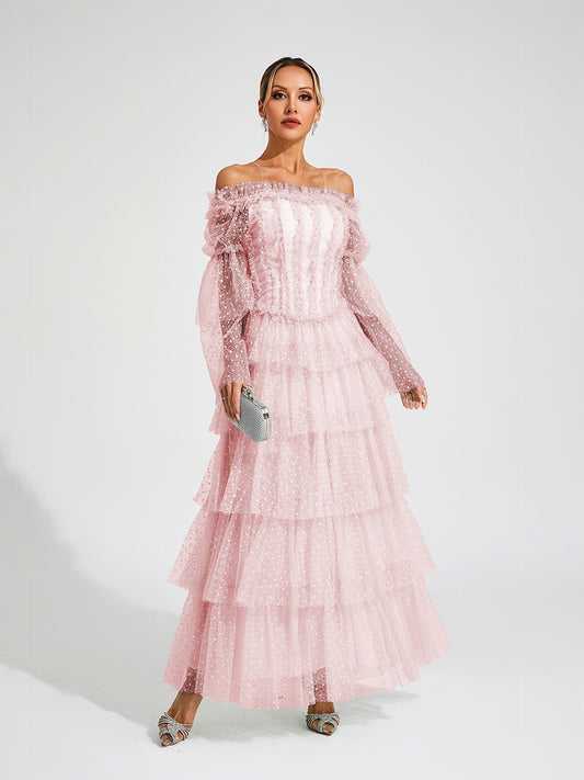 Giuliana Mesh Tiered Maxi Dress