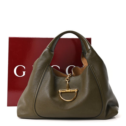 Grained Calfskin Softbit Maxi Shoulder Bag Forest Green