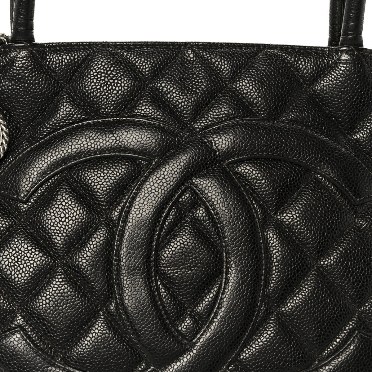 Caviar Quilted Medallion Tote Black