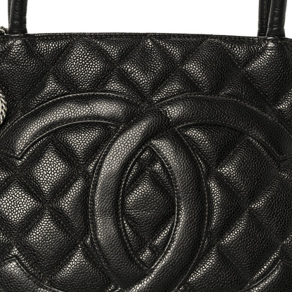 Caviar Quilted Medallion Tote Black