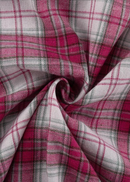 Oversized Pink Plaid Shirt Cotton Blend Soft Fabric