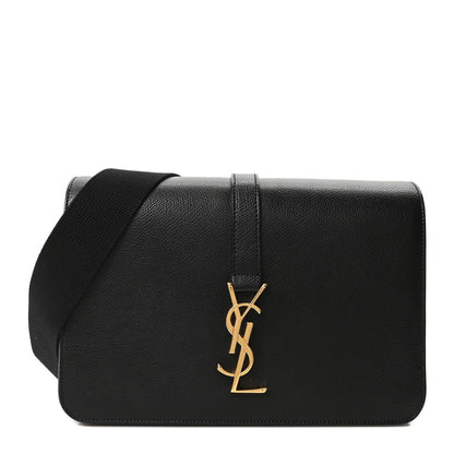 Textured Calfskin Medium Classic Monogram Universite Bag Black