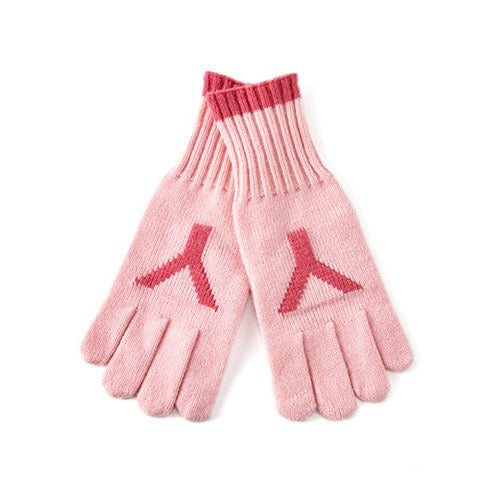 Letter Jacquard Color Block Knit Gloves
