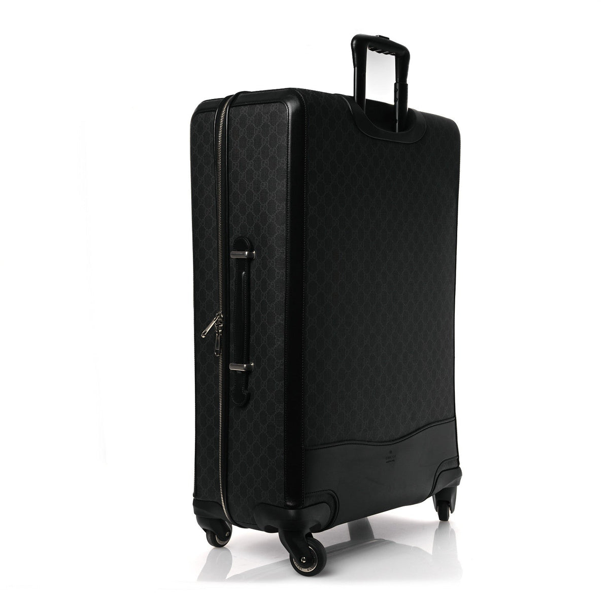 GG Supreme Monogram Large Four Wheel Suitcase Black Grey