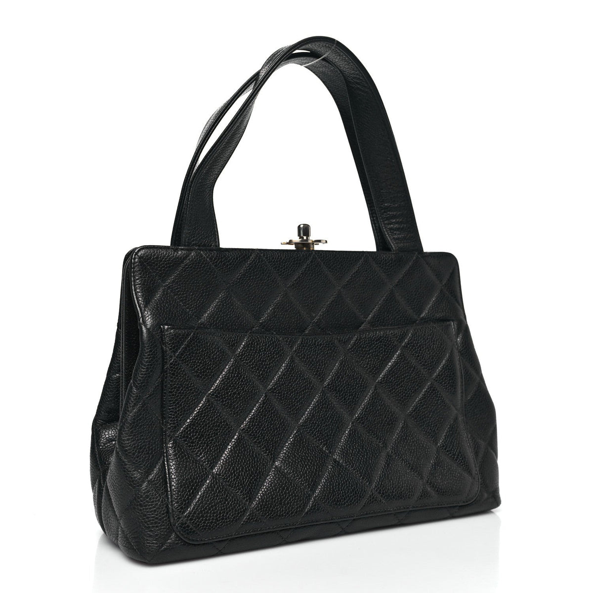 Caviar Quilted Frame Shoulder Bag Black