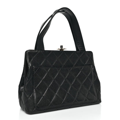 Caviar Quilted Frame Shoulder Bag Black