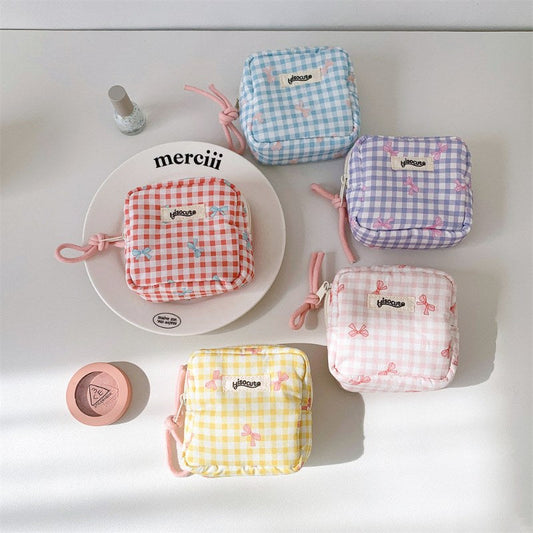 Simple Square Plaid Padded Wallets