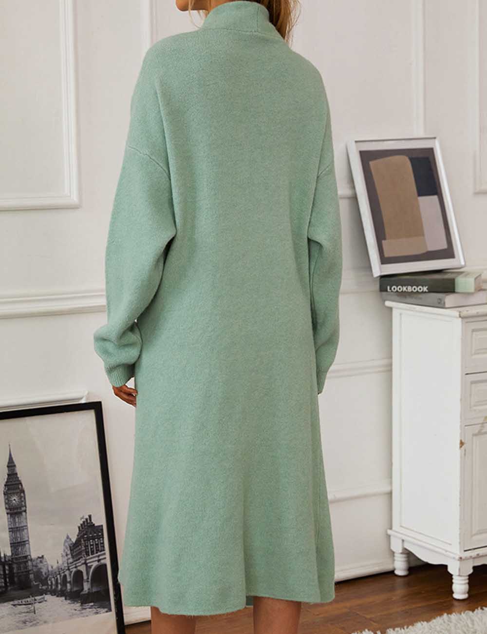2 Pcs Elegant Fall Long Sleeve Cardigan Tank Dress