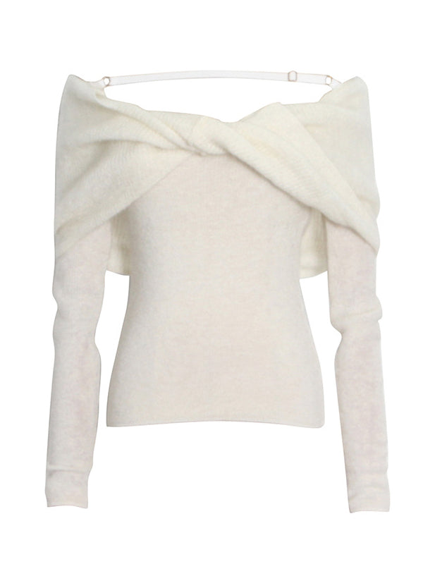 Original Stylish Off-The-Shoulder Long Sleeves Sweater Top