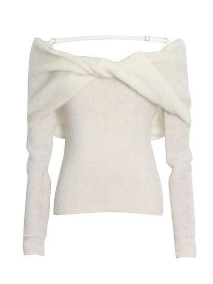 Original Stylish Off-The-Shoulder Long Sleeves Sweater Top