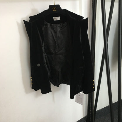 Chanel Long-Sleeve Velvet Blazer