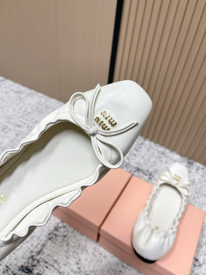 Miu Mary Jane Flat White Sheepskin 591573