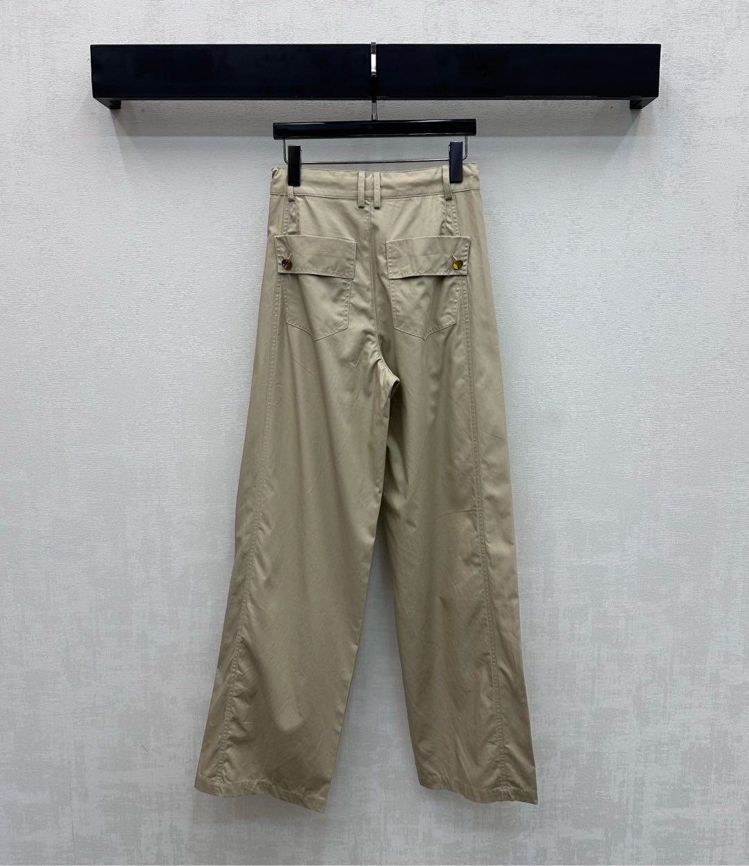 Miu Track Pants Khaki Cotton Tencel Fabric 350248