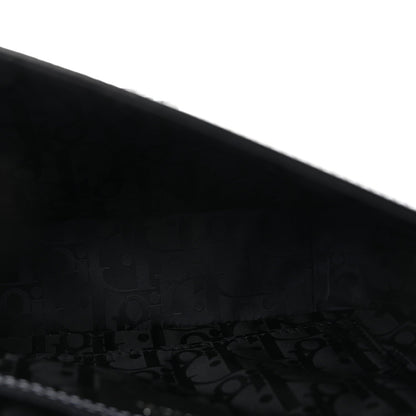 Grained Calfskin Medium Saddle Messenger Bag Black