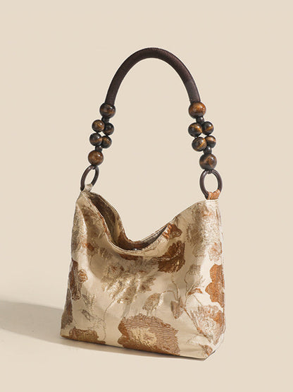 Beads Contrast Color Jacquard Pockets Split-Joint Zipper Handbags