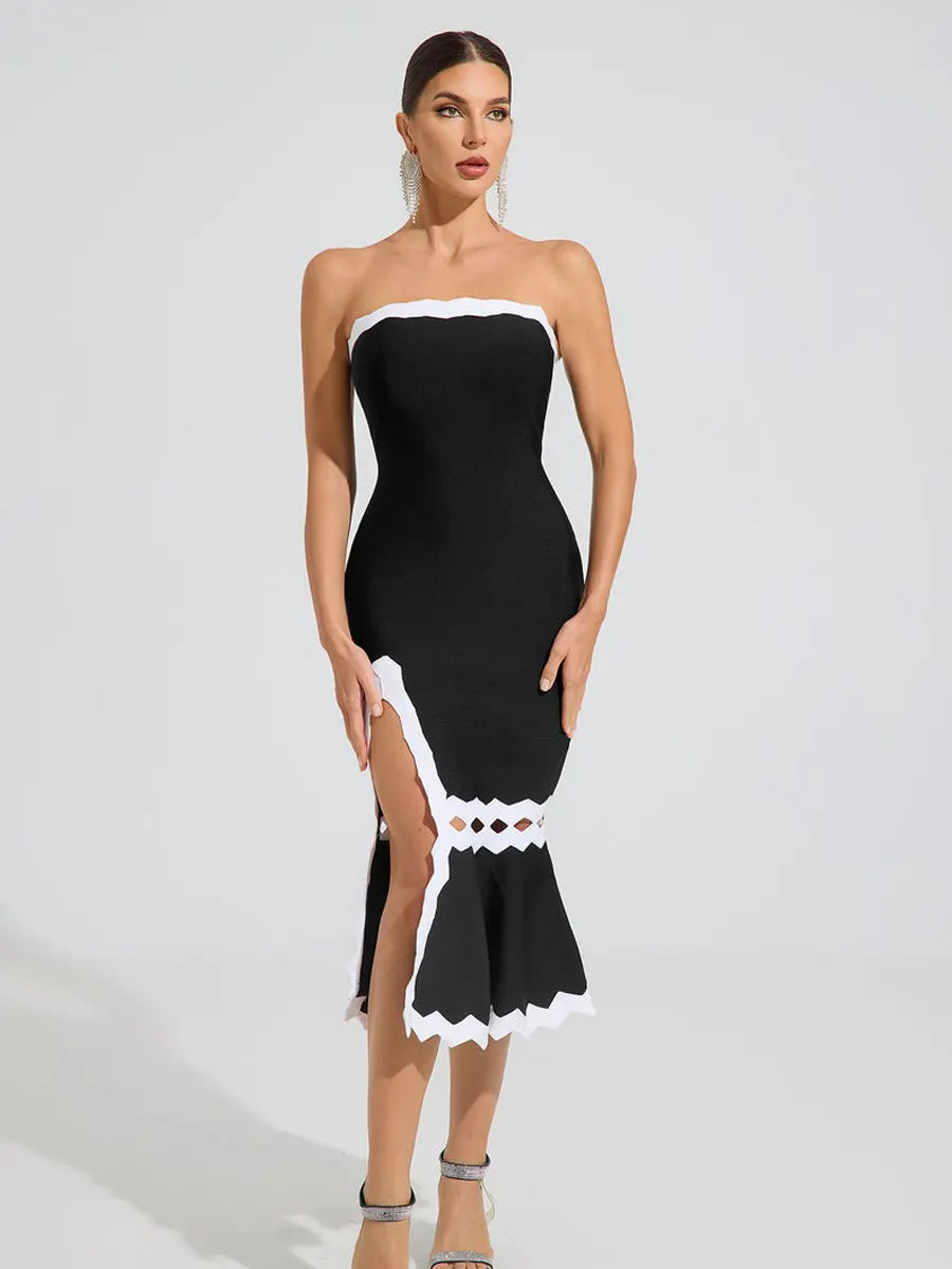 Jessamine Monochrome Elegance Midi Dress