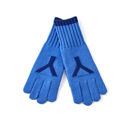 Letter Jacquard Color Block Knit Gloves