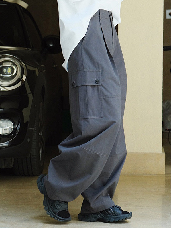 Leisure Fashion Wide Leg High Waisted Solid Color Pants