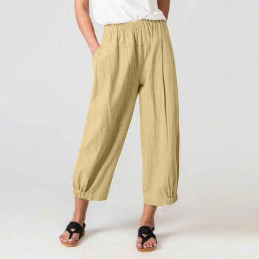Solid Color Wide Leg Cropped Pants