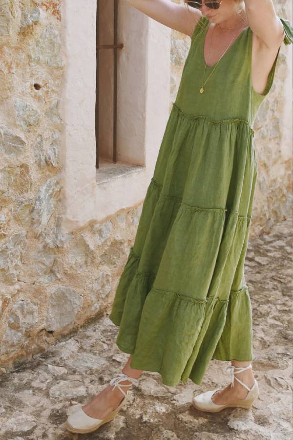 Layered Linen Maxi Dress