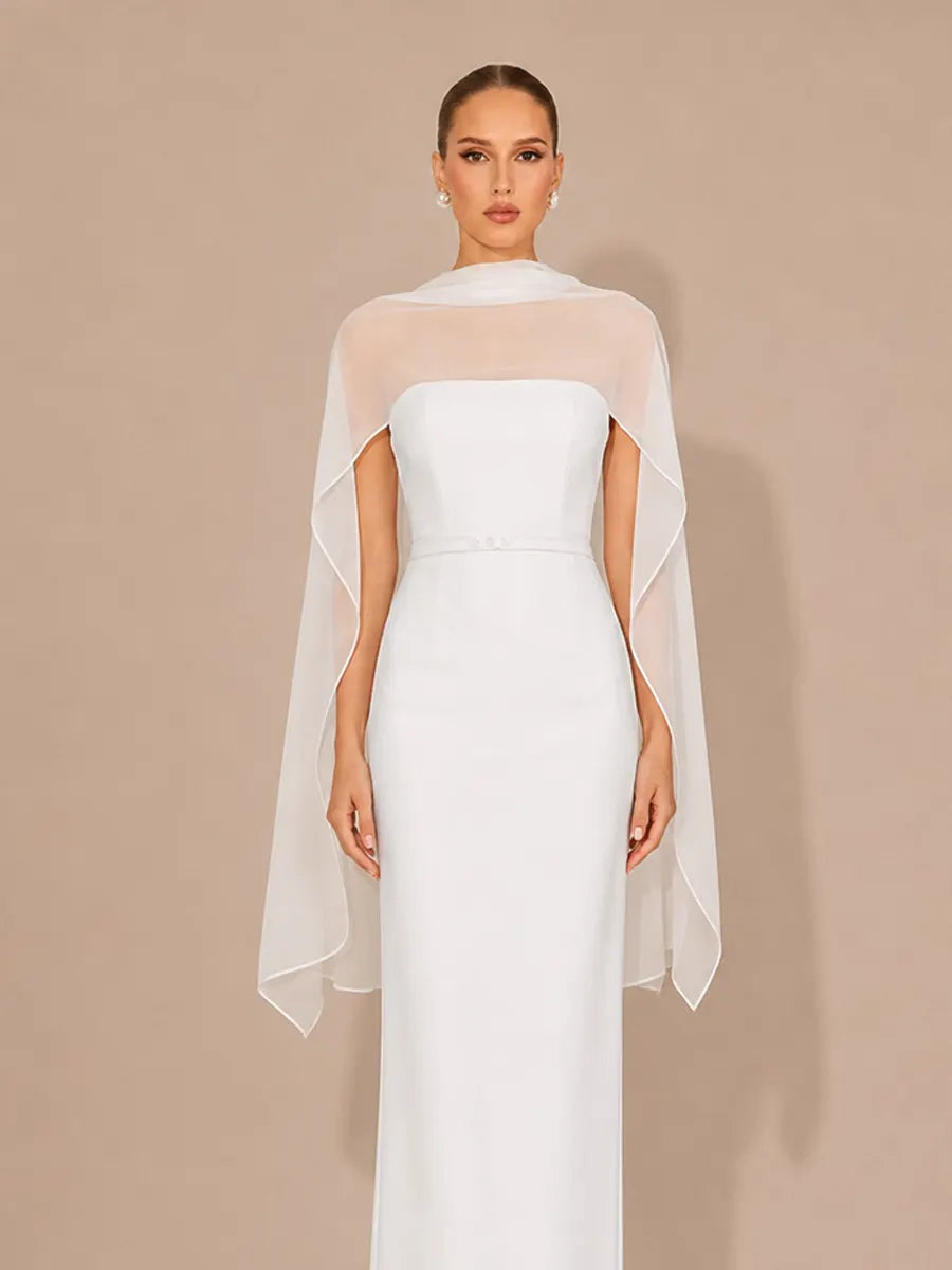 Renata Elegant Strapless Maxi Dress with Flowing Ribbons