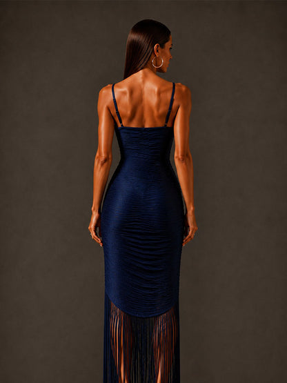 Penelope Strappy Tassel Bandage Midi Dress