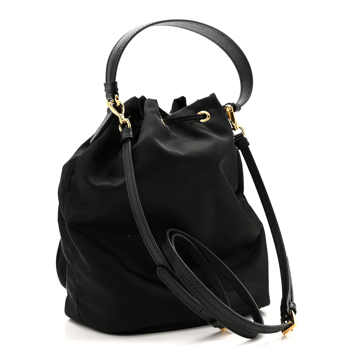 Re-Nylon Duet Drawstring Shoulder Bag Black
