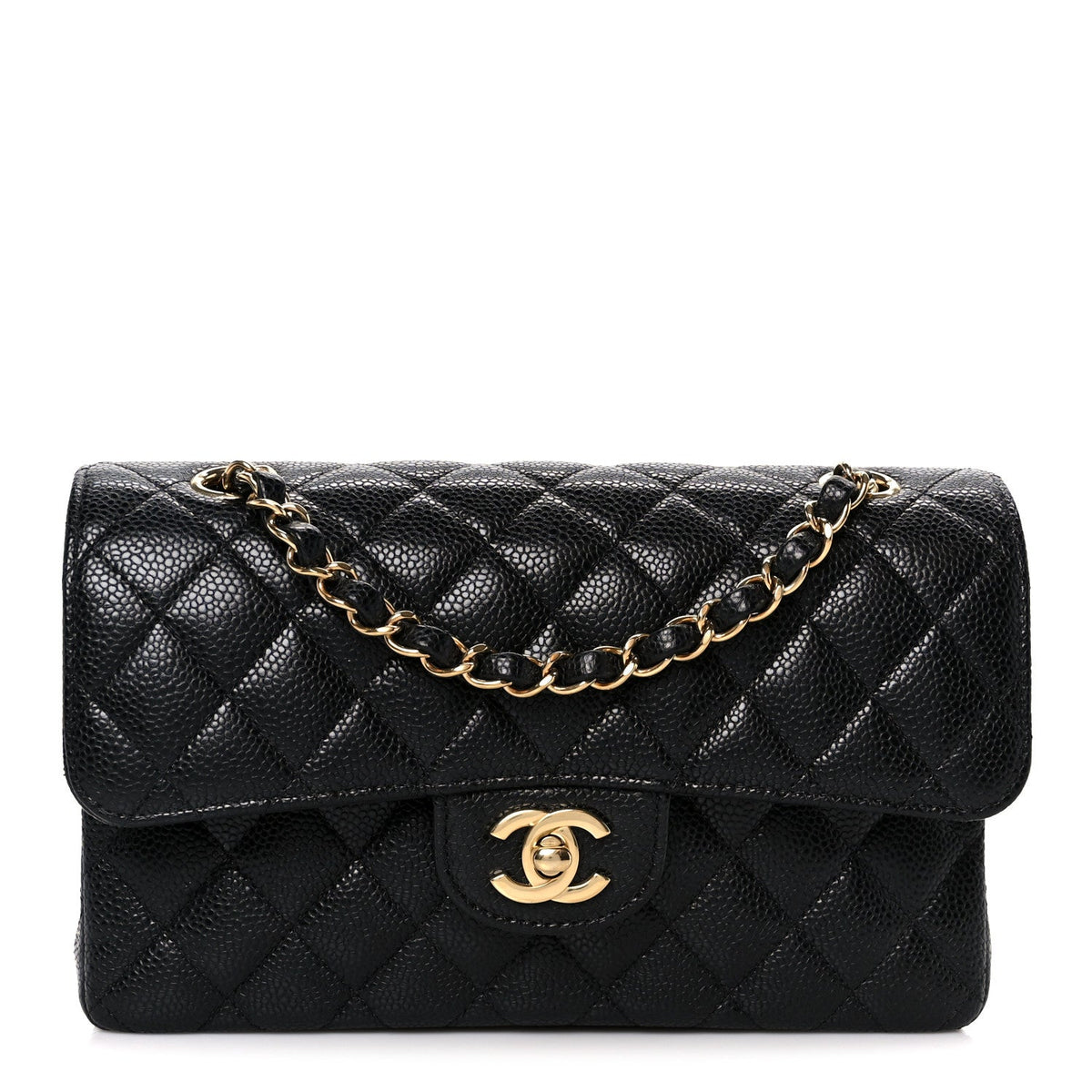 Caviar Quilted Small Double Flap Black
