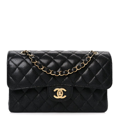 Caviar Quilted Small Double Flap Black