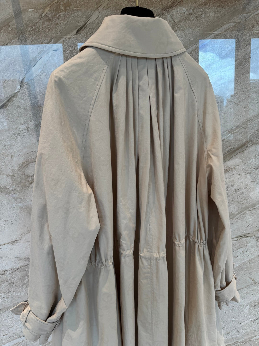 CC 25B Hidden Logo Trench Long Coat Beige Cotton